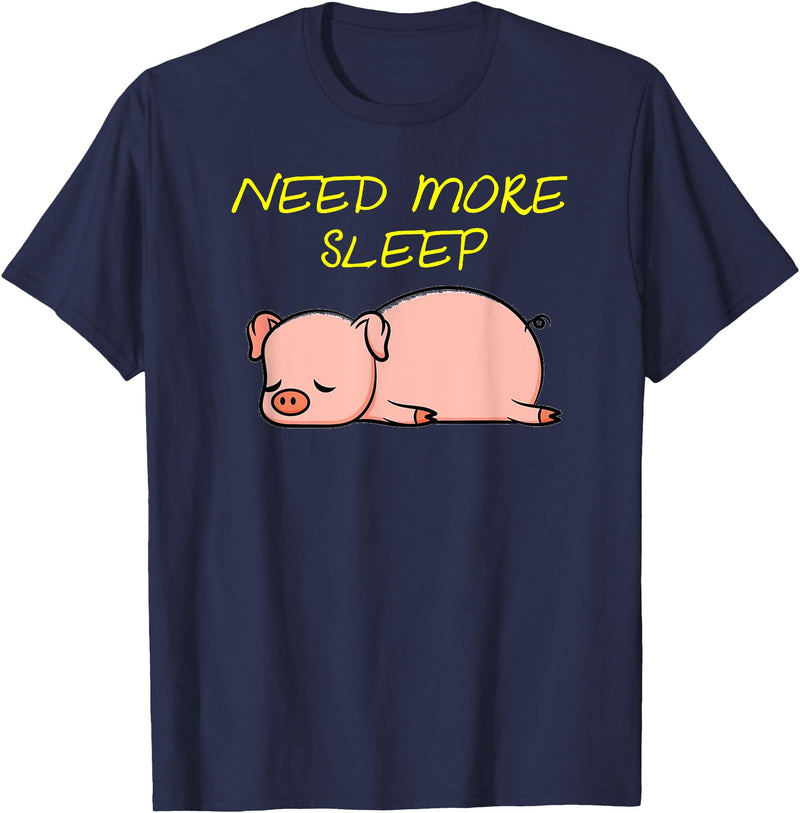 Cute Animal Pyjama Sleep Bed Outfits Funny Sleeping Pig Pajama Design for Bedtime T-Shirt - Navy Blue