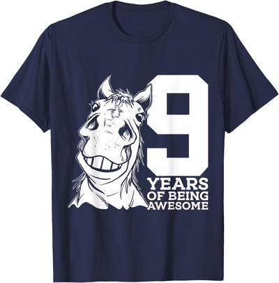 COOL HORSE DESIGNS AND OUTFITS Horse 9 YEARS OF BEING AWESOME RIDING 9th BIRTHDAY T-Shirt