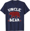 Uncle Bear Buffalo Dark Red Plaid Christmas Pajama Family T-Shirt - Navy Blue