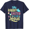 Silly Rabbit Easter Is for Jesus Christian Kids Cute T-Shirt in Navy Blue