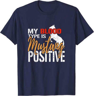 Vintage Horse Riding Cowgirl Horse Trainer Apparel Vintage My Blood Type is Mustang Positive Horse Lover T-Shirt