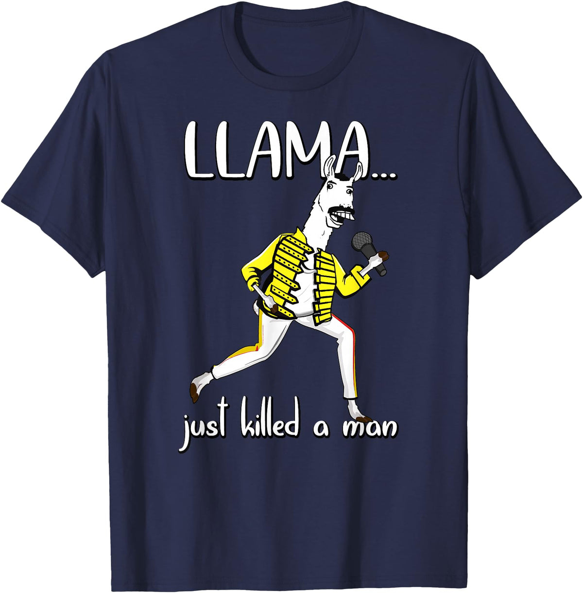 Llama Shirts For The Whole Family Co. Llama Just Killed A Man, Funny Singing llama Parody Gift T-Shirt - Navy Blue