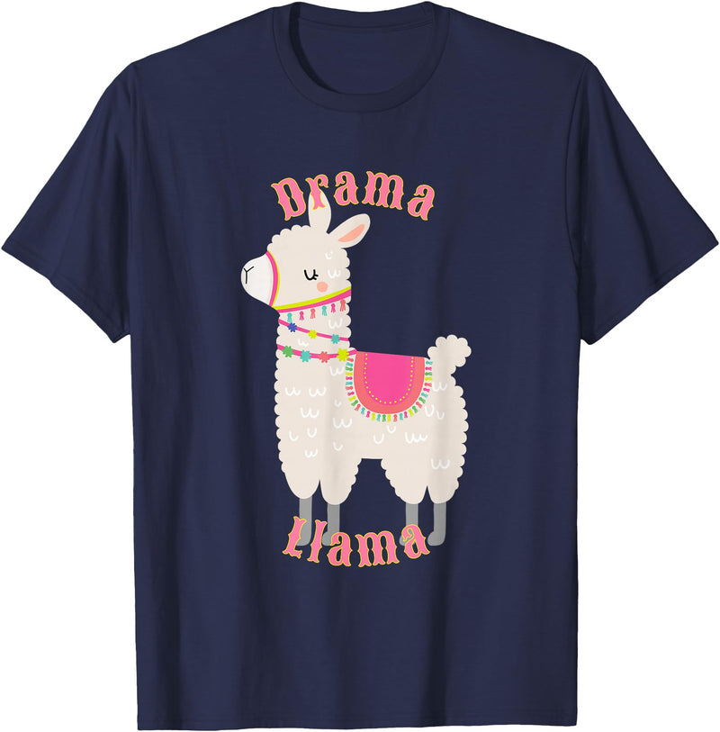 Cute Llama Shirts Drama Llama T-Shirt for Adults and Kids T-Shirt - Navy Blue