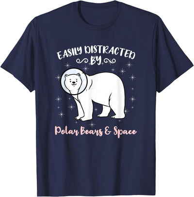 Easily Distracted By Polar Bears and Space T-Shirt