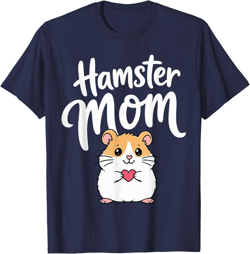 Hamster Mom Keeper Woman Girl Hamster T-Shirt - Navy Blue