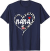 Black White Family Cow Farm Nana Cow Print Cow Heart Pattern Farmer Cows Mother's Day T-Shirt - Navy Blue