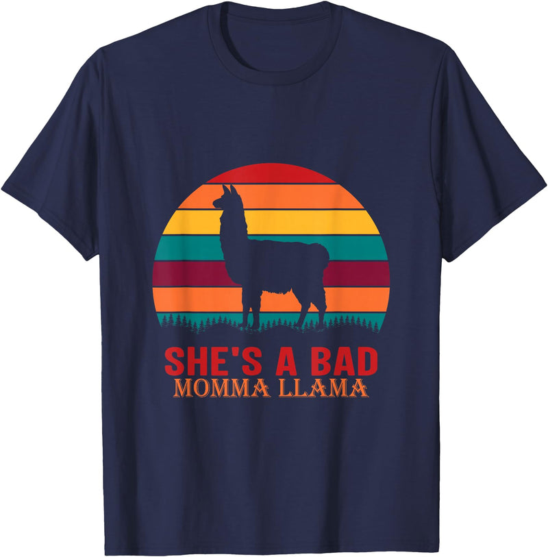 funny momma llama apparel for women & bride mom hot mamma llama needs no drama mama lama mama llama T-Shirt - Navy Blue