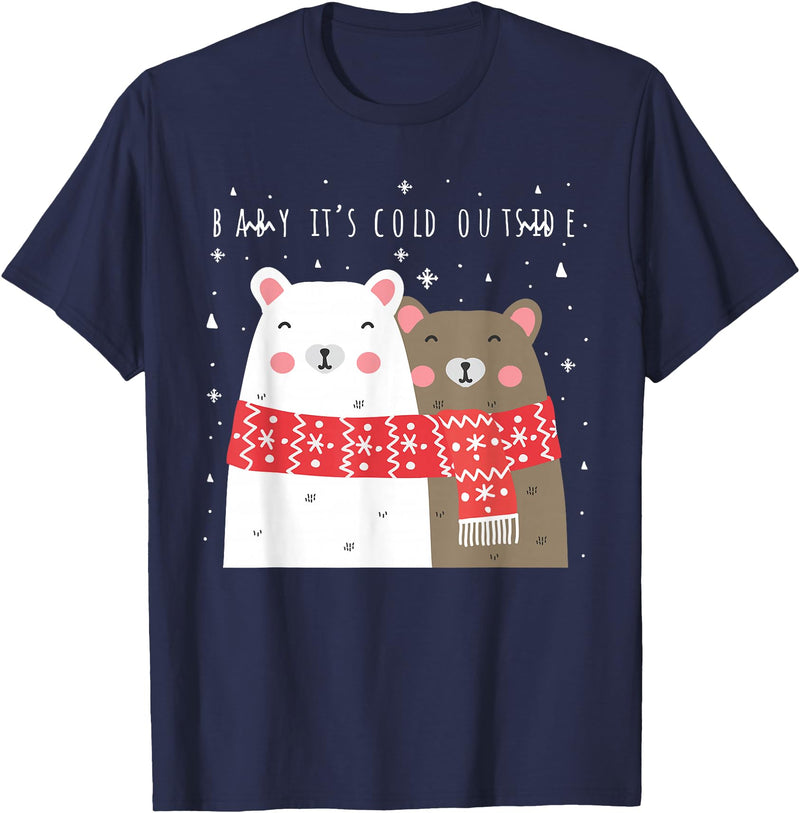 Christmas Dreamz Baby it’s cold outside, polar bears, winter Christmas theme T-Shirt - Navy Blue