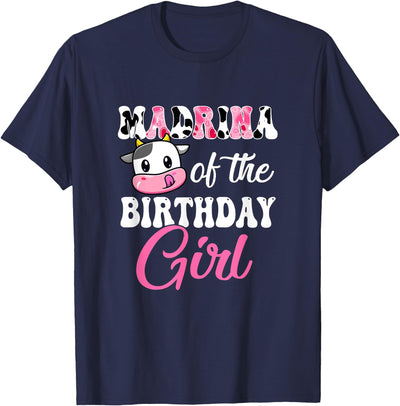 Vintage Retro Birthday Madrina of the Birthday Girl Farm Cow T-Shirt