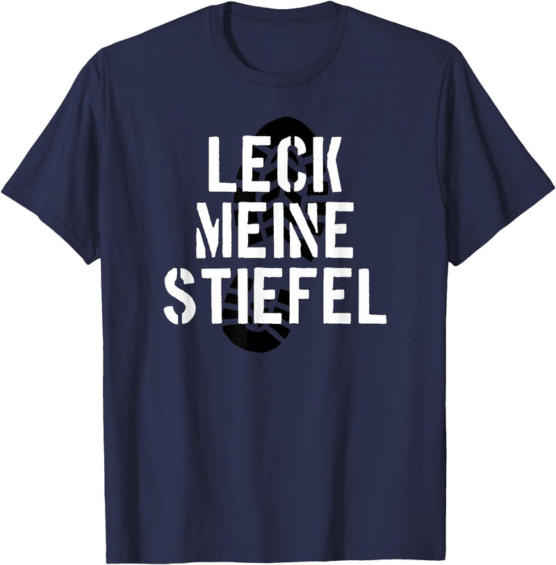 Bear Daddy Leck Meine Stiefel Lick My Boots German Gay Leather T-Shirt T-Shirt - Navy Blue