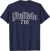 Buffalo NY by Kruzelly Vintage Buffalo New York 716 T-Shirt - Navy Blue