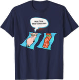 Bacon T Shirt Co Next Time Wear Sunscreen Funny Pig Bacon Sunbathing T-Shirt - Navy Blue
