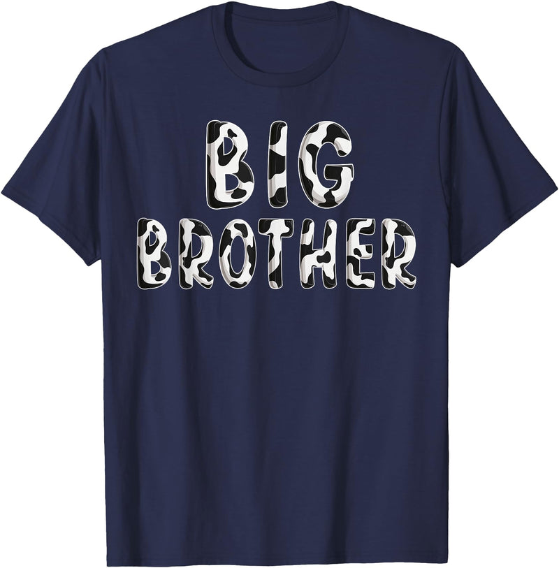 Cow Pattern Print Family Matching Birthday Shirts Cow Big Brother Birthday Family Matching Fathers Day Boy T-Shirt - Navy