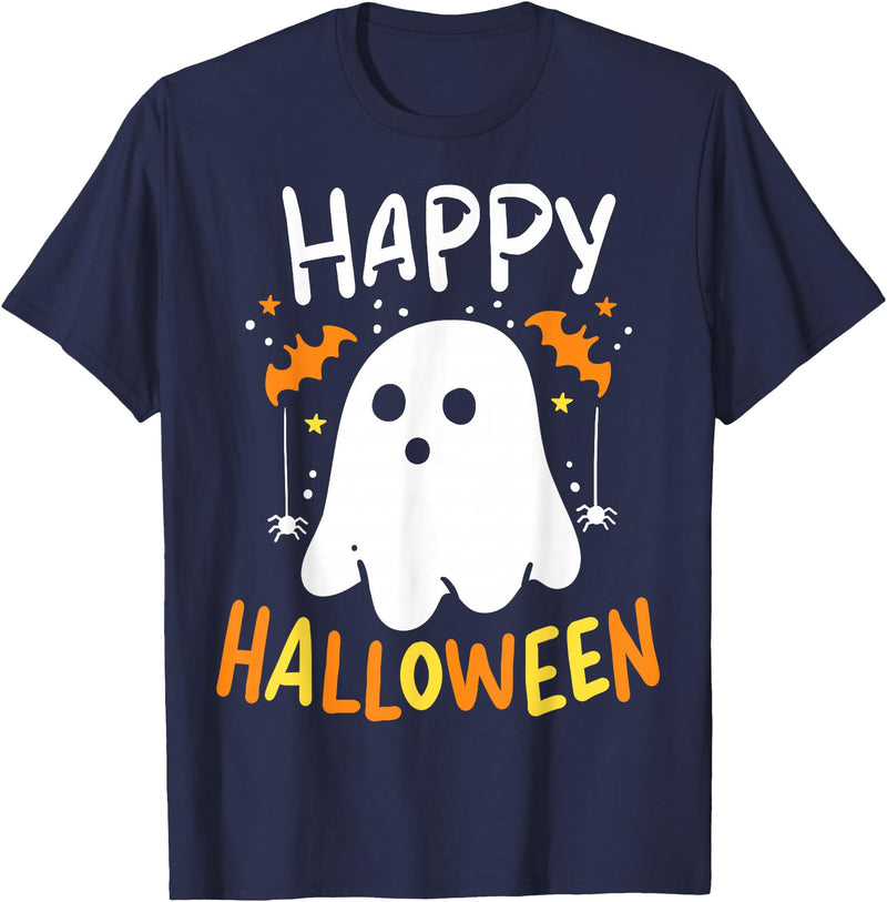Happy Halloween Trick Or Treat Halloween Ghost T-Shirt - Navy Blue