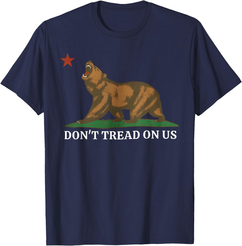 Dont Tread On Us Bear California Patriot Tee Don't Tread On Us California Bear Patriotic T-Shirt - Navy Blue