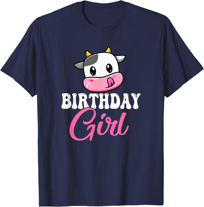 Vintage Retro Birthday 1st 2nd 3rd Cute Cow Birthday Girl T-Shirt