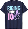 10 Year Old Horse Tenth Birthday 10th Horse Birthday Party Ten Year Old Girl Horses Birthday T-Shirt - Navy Blue
