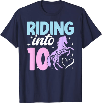 10 Year Old Horse Tenth Birthday 10th Horse Birthday Party Ten Year Old Girl Horses Birthday T-Shirt