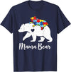 Autism Awareness shirts for Men Women Boys Kids Mama Mom Bear Puzzle Autism Awareness Mother Autistic Womens T-Shirt - Navy Blue