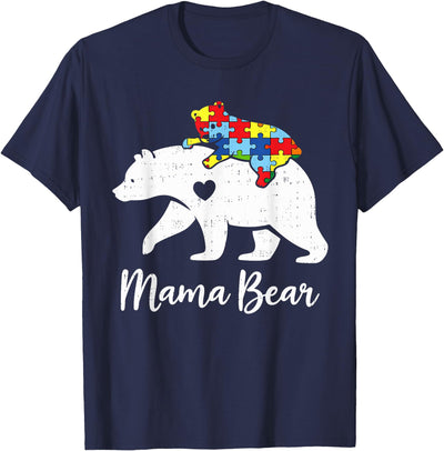 Mama Mom Bear Puzzle Autism Awareness Mother Autistic Womens T-Shirt