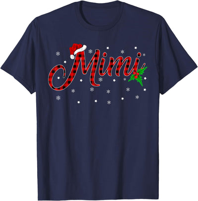 Funny Matching Family Buffalo Plaid Mimi Christmas Pajama T-Shirt