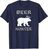 funny Beer Hunter shirt Funny Bear Deer BEER Hunting Tee Shirt T-Shirt - Navy Blue