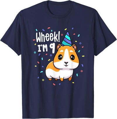 Guinea Pig Birthday Party Wheek Kids 9 Year Old 9th Outfit T-Shirt