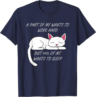 Cute Lazy Tired Working Cats Lazy Cat Funny Kitty Work Office Excuse T-Shirt