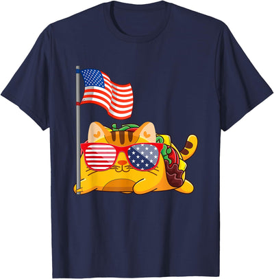 Taco Cat Sunglasses American Flag USA Tacocat Tacocat Sunglasses American Flag Funny 4th Of July Taco Cat Women Kids Men T-Shirt