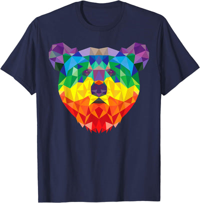 Geometric Bear LGBT Rainbow Flag Gay Pride Men Women T-Shirt