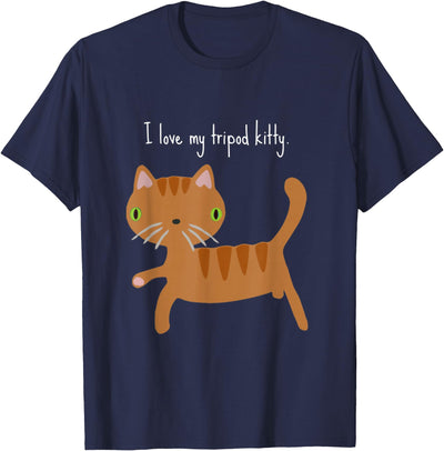 Tripod Nation I love my Tripod Kitty tee shirt, three legged cat pride T-Shirt