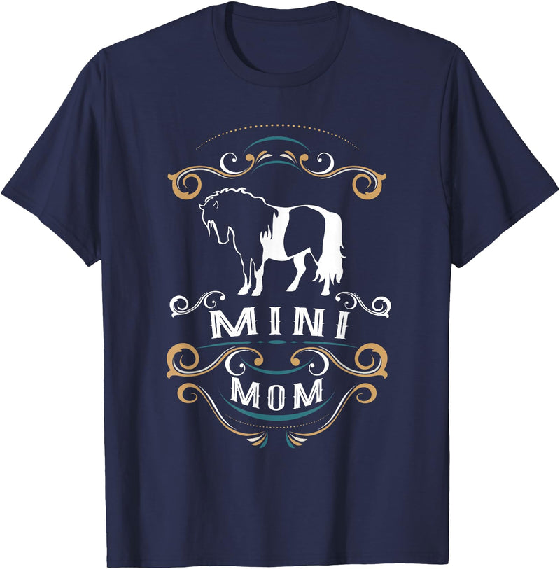 NIckerStickers Mini Mom | Trending Miniature Horse T-Shirt - Navy Blue