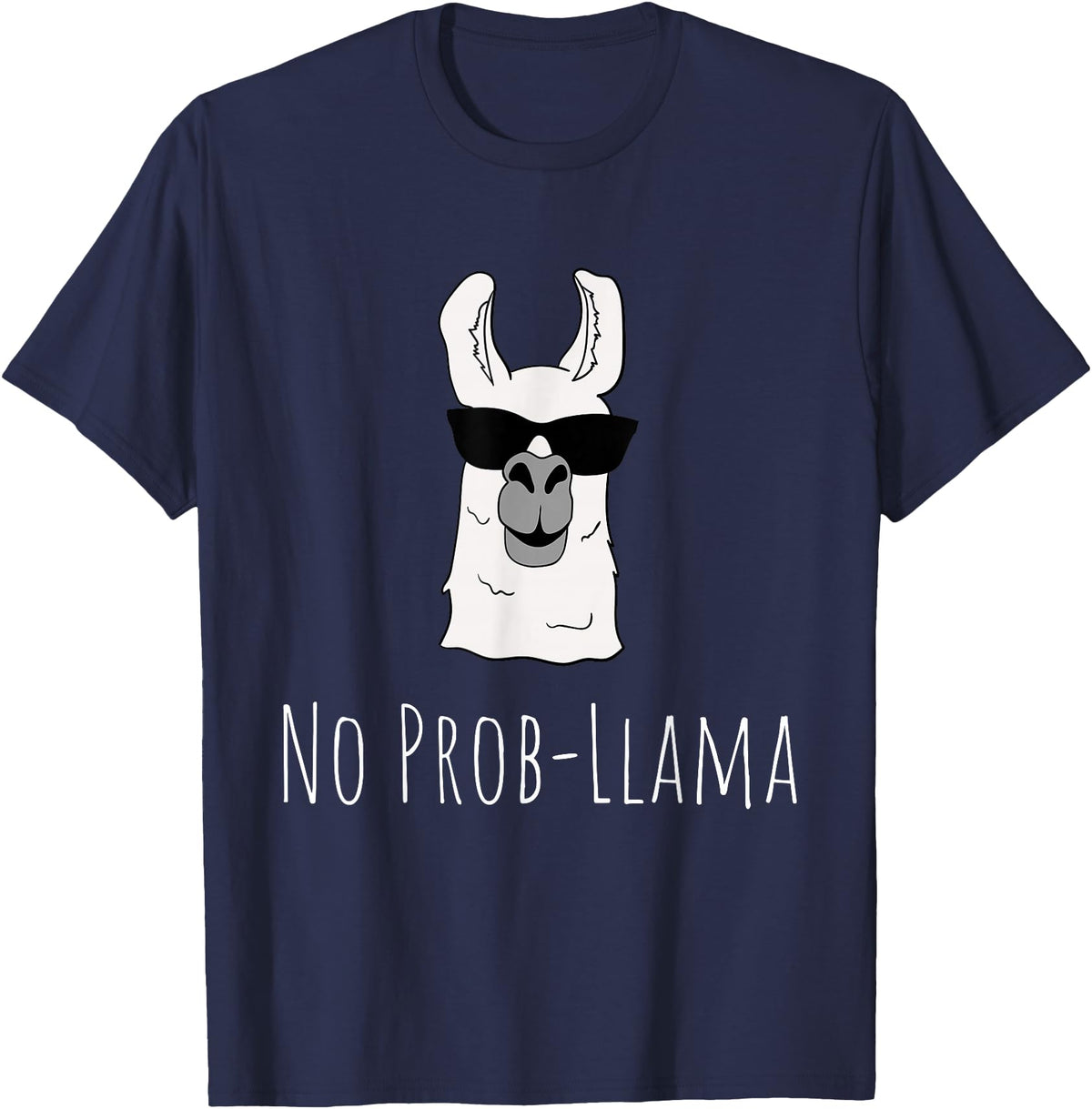 Llama Mama Apparel No Prob-Llama No Problem Cute Funny Cool Llama Alpaca Gift T-Shirt - Navy Blue
