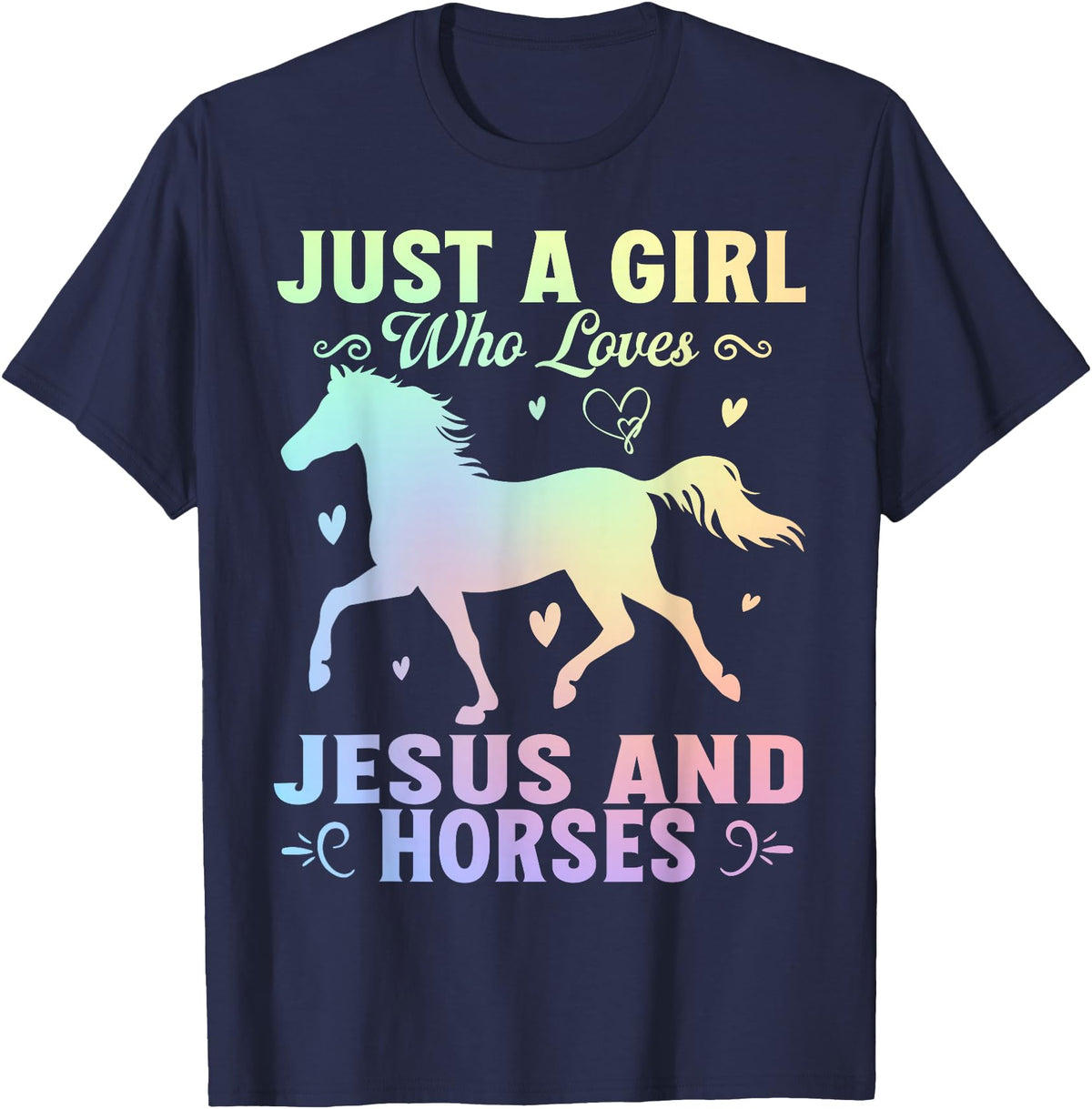 Jesus and Horses Christian Religious. Just A Girl Who Loves Jesus And Horses T-Shirt - Navy Blue