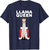 Womens Llama Shirts for Girls Llama Queen | Girls Llama Tshirt | Womens Llama T-Shirt - Navy Blue