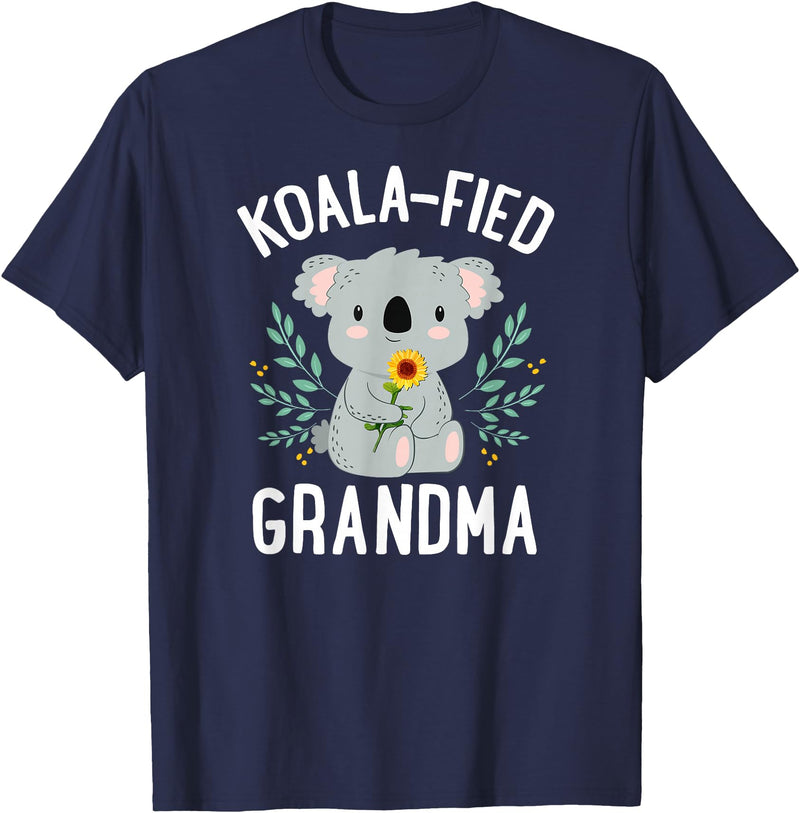 Mothers Day Stuff for Mom from Daughter or Son Koalafied Grandma Koala Bear Sunflower Floral Mothers Day T-Shirt - Navy Blue