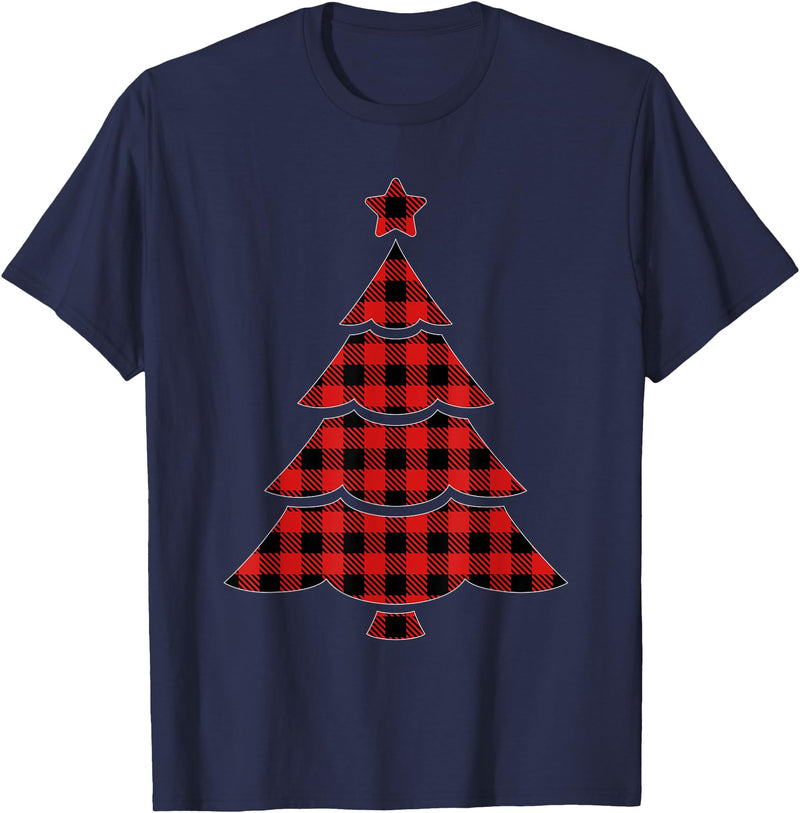 Christmas Buffalo Plaid Tree Tee Christmas Red & Black Buffalo Plaid Tree T-Shirt - Navy Blue