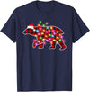 Funny Polar Bear Christmas Lights Pajamas Women Plaid Buffalo Polar Bear Christmas Pajamas Xmas Lights Women T-Shirt - Navy Blue