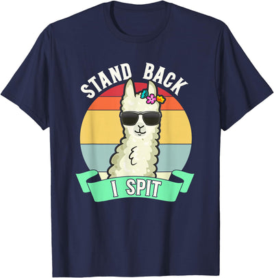 Retro Sunset Llama Spitter Joke Girls Boys Toddler Funny Llama Lover Stand Back I Spit Cute Llamas Spitting Pet T-Shirt