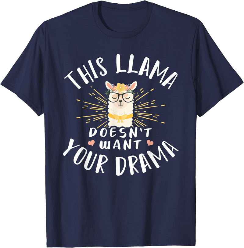 Cute Llama And Alpaca Animal Design Ideas Dieses Lama Wanna dein Drama nicht T-Shirt - Navy Blue