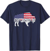 Gift for Animal Lovers & Fans Buffalo 4th Of July Patriotic US Flag American Buffalo Women Kids Men T-Shirt - Navy Blue