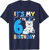6th Birthday Polar Bear Lover Gift It's My 6th Birthday Polar Bear Themed Party 6 Year Old T-Shirt - Navy Blue