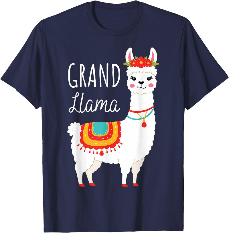 Mother's Day Gifts & Apparel Grand Llama - Grandma Grandmother Llama Lovers Mother's Day T-Shirt - Navy Blue