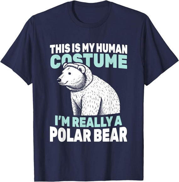 This Is My Human Costume I’m Really a Polar Bear T-Shirt - Navy Blue