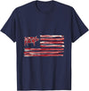 Bacon Lovers BBQ Grill Pork Pig Bacon Flag Pig American Patriot Cooking Grill T-Shirt - Navy Blue