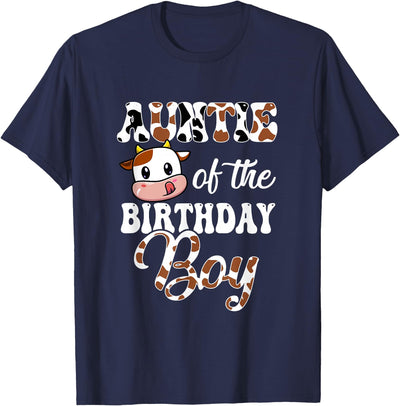 Love Family Matching Auntie of the Birthday Boy Cow Farm 1st T-Shirt
