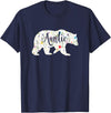 All in the Bear Family Aunt Auntie Bear Floral Flowers Pattern Fun Gift T-Shirt - Navy Blue