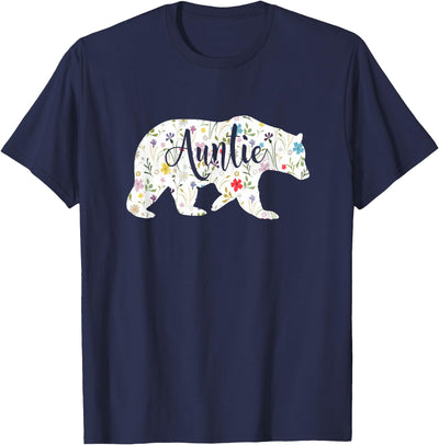 Aunt Auntie Bear Floral Flowers Pattern Fun Gift T-Shirt