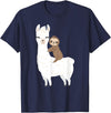 Sloth & Llama Animal Gifts Sloth Riding Llama Shirt Funny Birthday Gift for Boy, Girl T-Shirt - Navy Blue