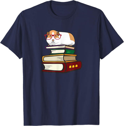 Guinea Pig with Glasses on Books T-Shirt